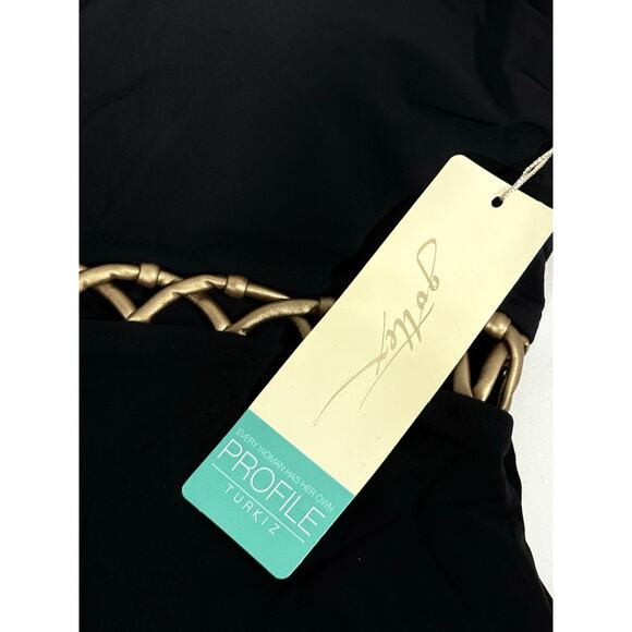 Gottex Profile Turkiz Women's One Piece Swimsuit Black Gold Size NWT - Picture 5 of 6
